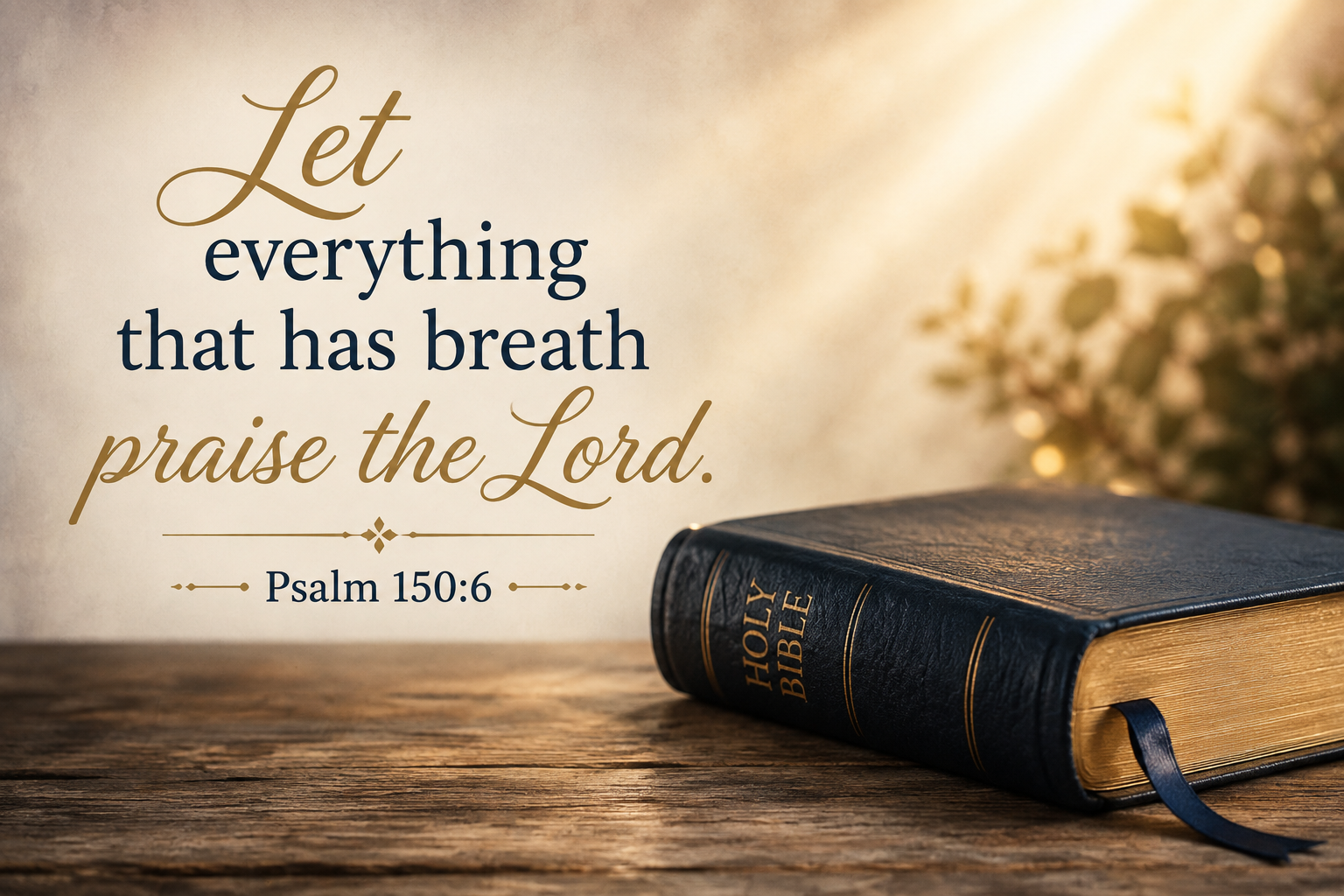 Bible beside the scripture Psalm 150:6, “Let everything that has breath praise the Lord.”